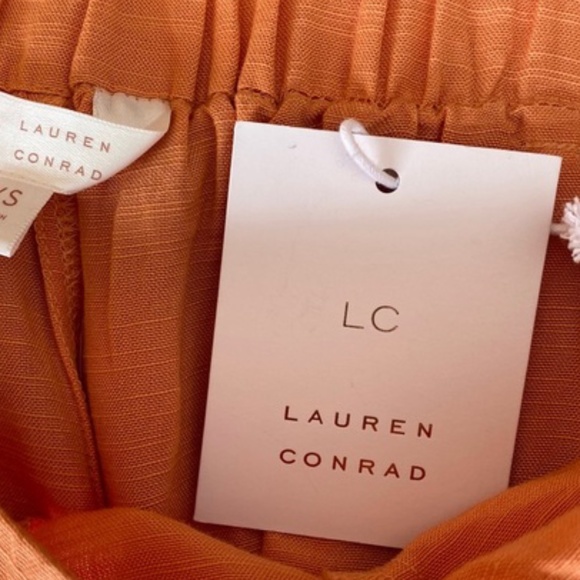 LC LAUREN CONRAD Crop Pants Wide Leg Bohemian Summer Peach Orange Small - Picture 5 of 9